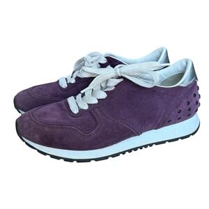 Tod's Purple Suede Studded Sneakers Shoes Size 37